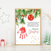 Christmas Ornament Handprint Craft Printable | Merry Christmas Keepsake | Preschool Christmas Handprint Activity | Holiday Classroom Craft