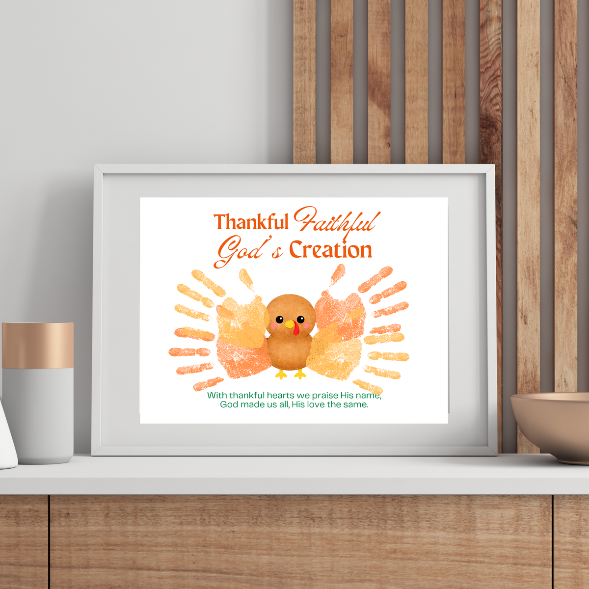 Thankful Faithful God's Creation Handprint Turkey Craft Printable | Christian Thanksgiving Handprint Activity | Preschool Fall Keepsake PDF