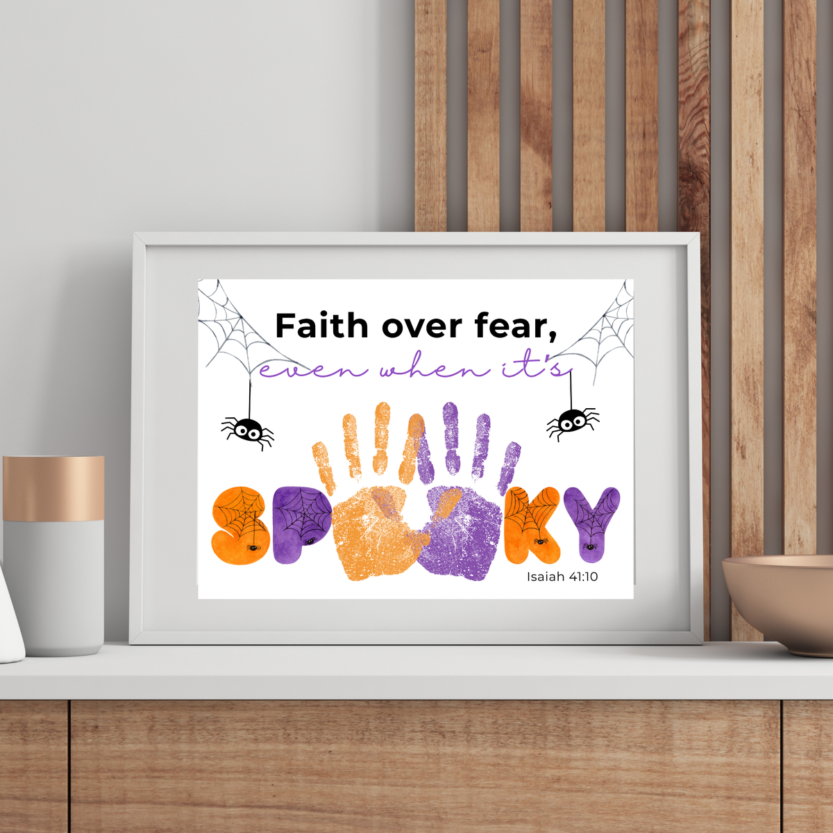 Christian Halloween Handprint Craft Printable | Faith Over Fear Kids Craft | Isaiah 41:10 Bible Activity | Sunday School Halloween Keepsake