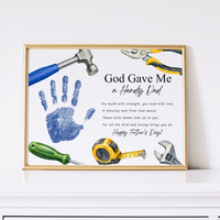 Christian Father’s Day Handprint Craft Printable, God Gave Me a Handy Dad, Tool Theme Father’s Day Keepsake, Faith Based Dad Gift