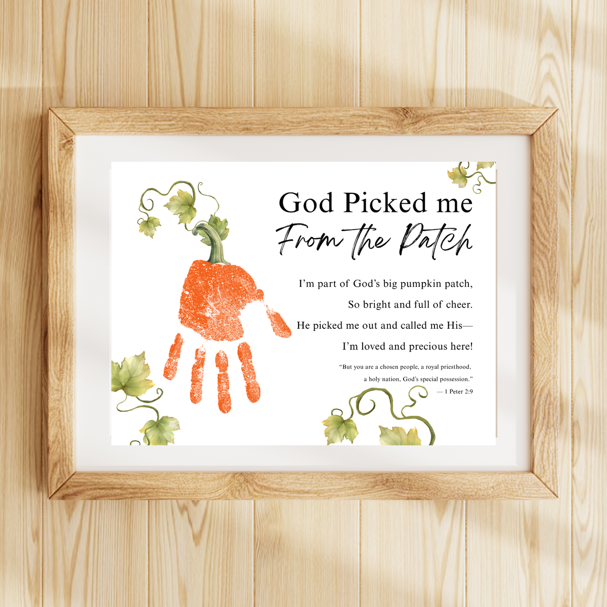 God Picked Me From the Patch Handprint Craft Printable | Christian Pumpkin Keepsake | Fall Bible Activity for Kids