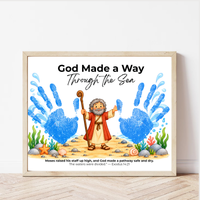 Moses Parts the Red Sea Handprint Craft | God Made a Way Christian Bible Printable for Kids