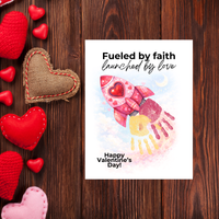 Valentine Rocket Handprint Craft Printable for Kids | Faith-Based Valentine Keepsake | Fueled by Faith Launched by Love PDF
