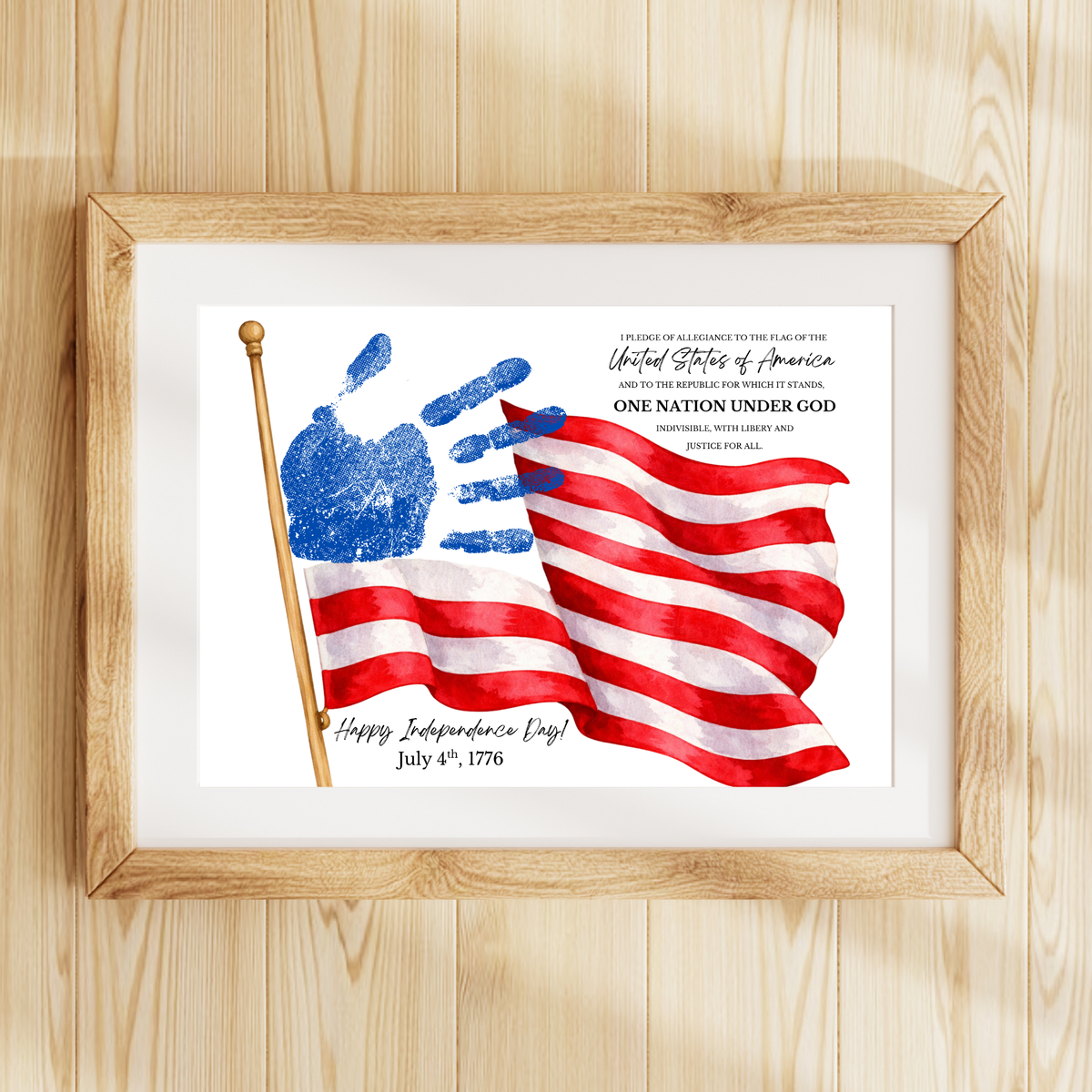 Happy Independence Day Handprint Craft Printable | July 4th Flag Handprint Art | Patriotic USA Keepsake Activity for Kids | Fourth of July Craft