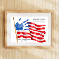 Happy Independence Day Handprint Craft Printable | July 4th Flag Handprint Art | Patriotic USA Keepsake Activity for Kids | Fourth of July Craft