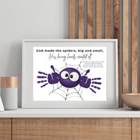 Christian Halloween Spider Handprint Craft Printable | God Made the Spiders Kids Craft | Sunday School Halloween Activity | Christian Keepsake