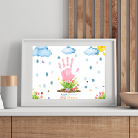 April Showers Bring May Flowers Handprint Craft Printable | Spring Handprint Keepsake | Preschool Spring Activity PDF