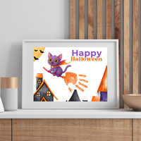 Happy Halloween Cat Handprint Craft Printable | Halloween Witch Cat Keepsake | Preschool Halloween Activity | Daycare & Classroom Fall Craft