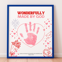 Valentine’s Day Christian Handprint Craft Printable | Wonderfully Made by God | Psalm 139:14 Kids Keepsake PDF