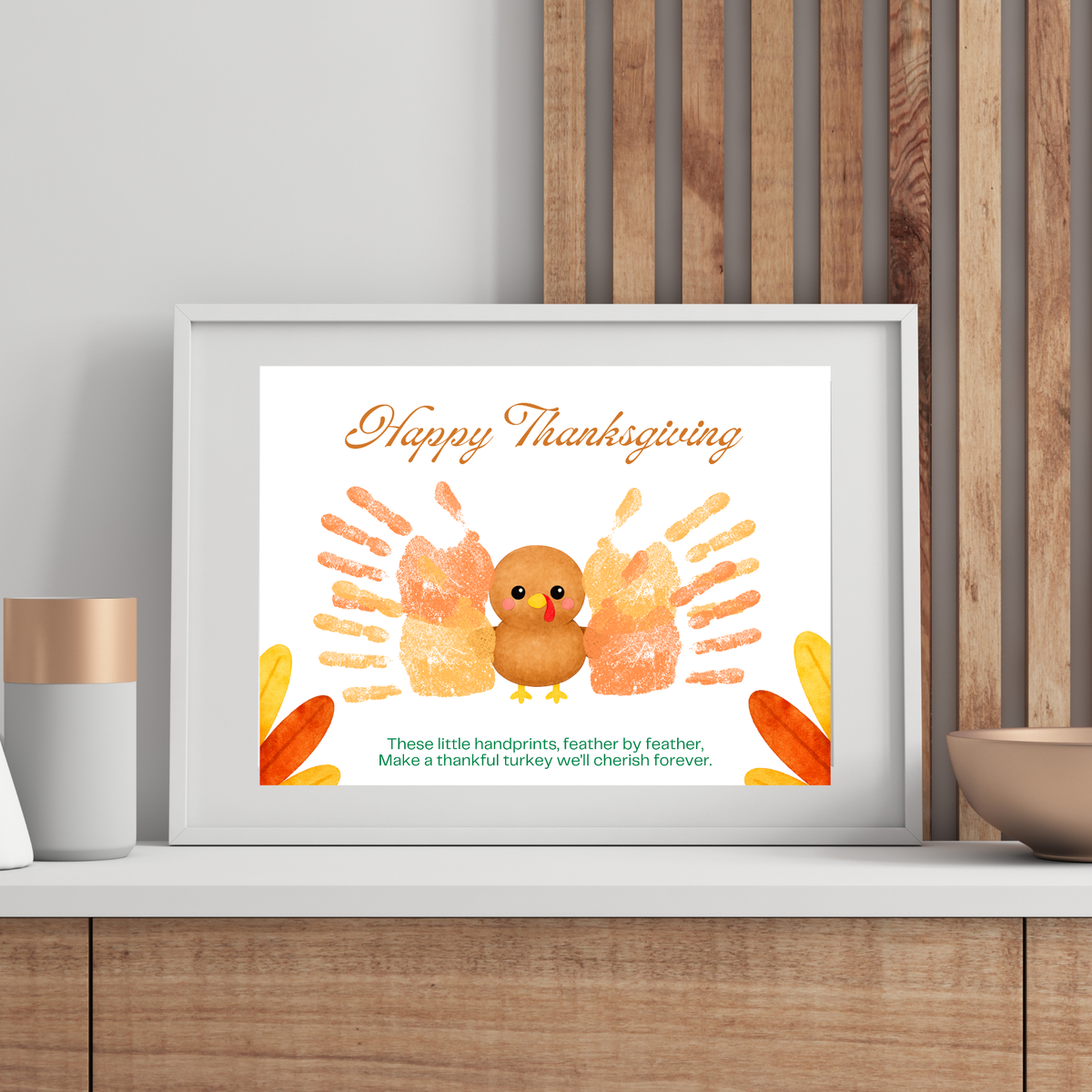 Happy Thanksgiving Turkey Handprint Craft Printable | Thanksgiving Handprint Keepsake | Preschool Fall Activity PDF