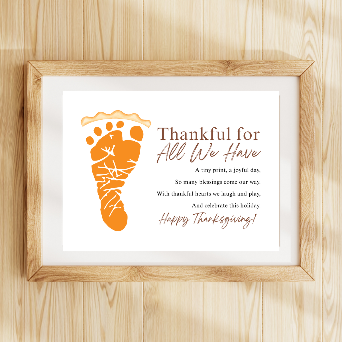 Thankful for All We Have Thanksgiving Footprint Craft | Pumpkin Pie Keepsake Printable