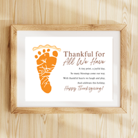 Thankful for All We Have Thanksgiving Footprint Craft | Pumpkin Pie Keepsake Printable