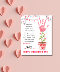 Valentine’s Day Handprint Craft Printable for Kids | Keepsake Art | Valentine Flower Design