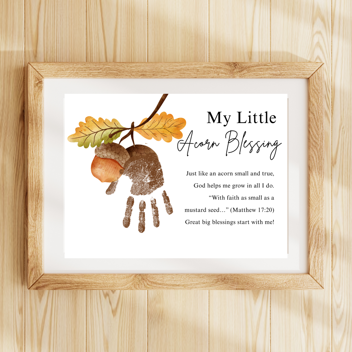 My Little Acorn Blessing Handprint Craft Printable | Christian Fall Keepsake | Preschool Acorn Handprint Activity