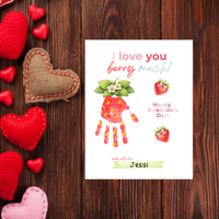 Valentine Strawberry Handprint Craft Printable | I Love You Berry Much | Kids Valentine Keepsake | Sweet Berry Art PDF