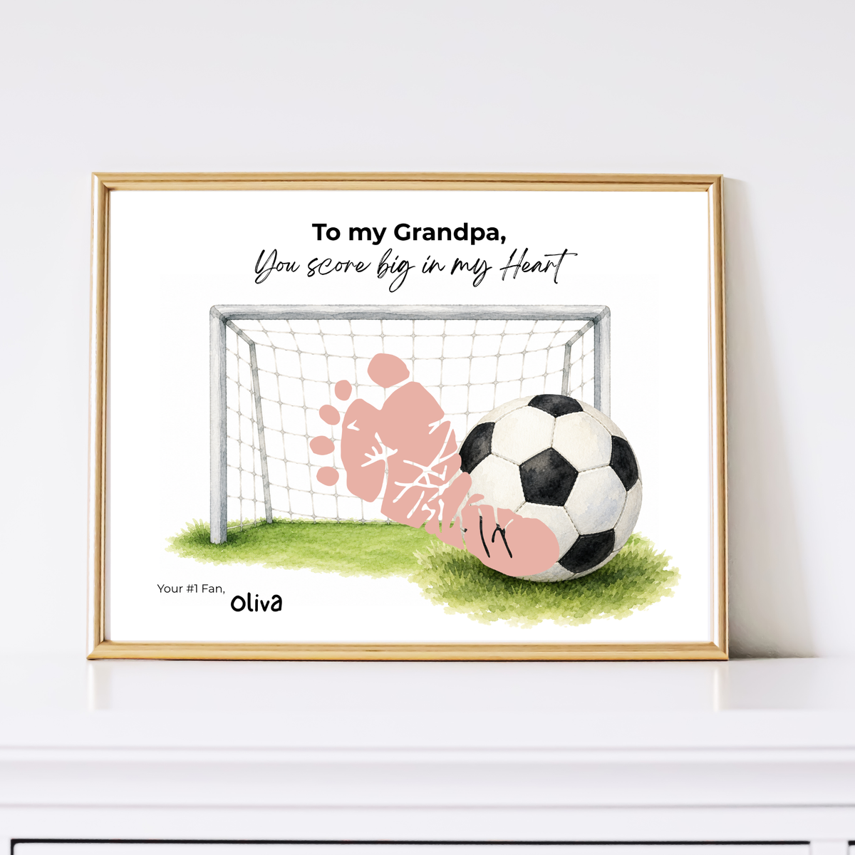 Soccer Grandpa Footprint Craft Printable, To My Grandpa You Score Big in My Heart, Grandpa Soccer Keepsake Gift, Sports Grandpa Gift from Kids