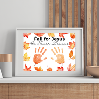 Christian Fall Handprint Craft Printable | Fall for Jesus He Never Leaves | Autumn Bible Keepsake Activity for Kids