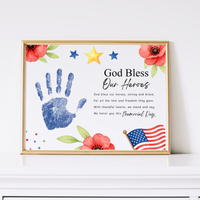 Christian Memorial Day Handprint Craft Printable | God Bless Our Heroes Keepsake | Patriotic Kids Activity | Sunday School PDF
