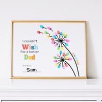 Father’s Day & Dad Birthday Fingerprint Craft Printable | I Couldn’t Wish for a Better Dad | Dandelion Keepsake Gift from Kids | Preschool DIY Printable