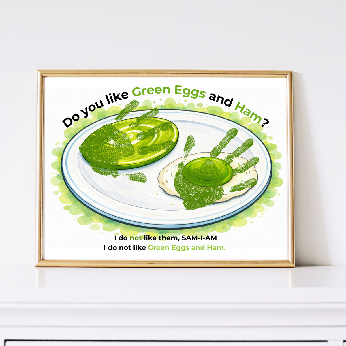 Green Eggs and Ham Handprint Craft Printable | Kids Reading Activity | Literacy Art Keepsake PDF