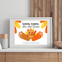 Christian Thanksgiving Turkey Footprint Craft Printable, Gobble Gobble Give God Thanks, Baby's First Thanksgiving, Faith-Based Keepsake