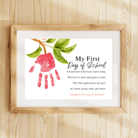 My First Day of School Apple Handprint Craft Printable | Back to School Apple Poem Keepsake | Preschool Kindergarten Activity