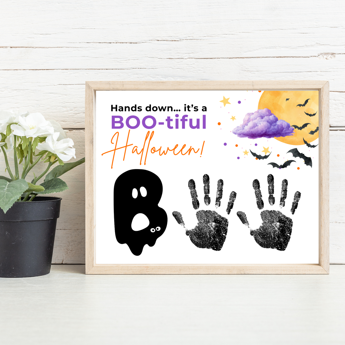 Hands Down It's a BOO-tiful Halloween Handprint Craft Printable | Halloween Keepsake Activity for Kids | Preschool Halloween Craft | Daycare & Classroom Printable