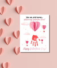 Valentine’s Day Handprint Craft Printable for Kids | Balloon Valentine Keepsake | Valentine Art PDF