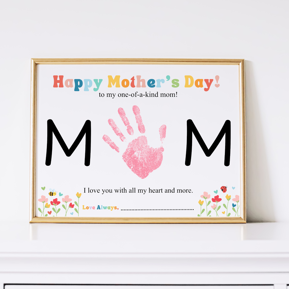 Mother’s Day Handprint Craft Printable | MOM Handprint Keepsake Gift from Kids | Preschool DIY Mother’s Day Art | Personalized Mom Gift PDF