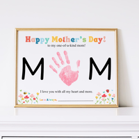 Mother’s Day Handprint Craft Printable | MOM Handprint Keepsake Gift from Kids | Preschool DIY Mother’s Day Art | Personalized Mom Gift PDF