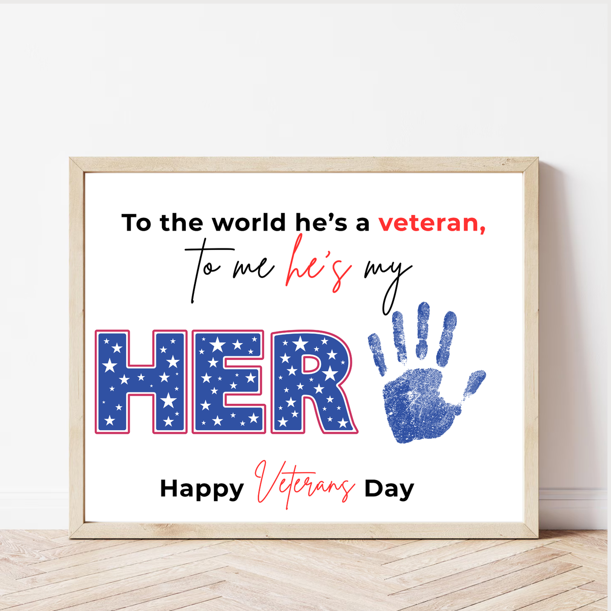 Veterans Day Handprint Craft for Kids | My Hero Veteran Printable Keepsake | Military Family Activity
