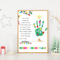 Christmas Tree Poem Handprint Craft Printable | Christmas Lights Handprint Keepsake | Preschool Christmas Activity | Kids Holiday Craft