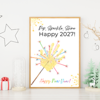 Pop, Sparkle, Shine Happy 2027 Handprint Craft Printable | New Year's Eve Handprint Keepsake | Preschool New Year Activity | 2027 Kids Craft