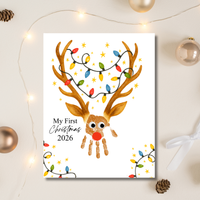 My First Christmas Reindeer Handprint Craft Printable | Baby's First Christmas Keepsake | Christmas Handprint Art | Reindeer Christmas Craft | Holiday Activity