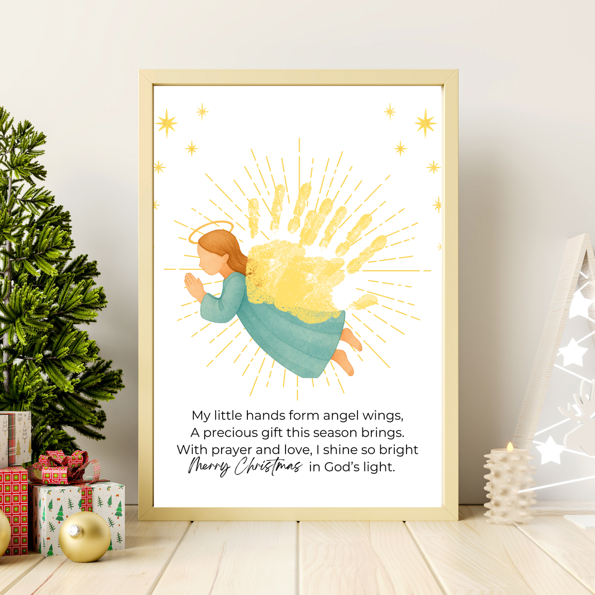 Christian Angel Handprint Craft | Christmas Angel Wings Printable | Preschool Christmas Keepsake | Sunday School Nativity Activity