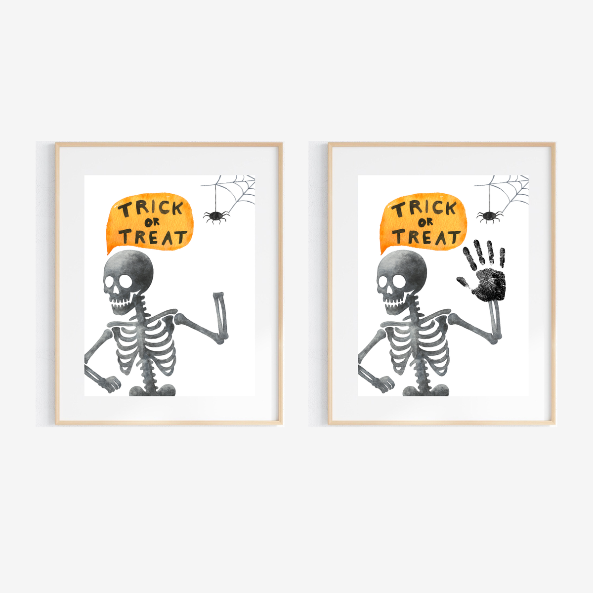 Trick or Treat Skeleton Handprint Craft Printable | Halloween Handprint Keepsake for Kids | Preschool Halloween Activity | Daycare & Classroom Craft