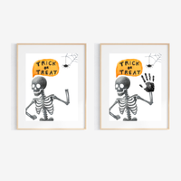 Trick or Treat Skeleton Handprint Craft Printable | Halloween Handprint Keepsake for Kids | Preschool Halloween Activity | Daycare & Classroom Craft