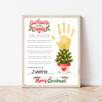 God Picked Us to Be Family Christmas Handprint Craft | Christian Family Keepsake Printable