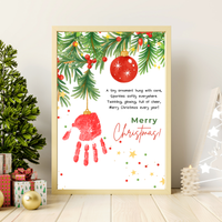 Christmas Ornament Handprint Craft Printable | Merry Christmas Keepsake | Preschool Christmas Handprint Activity | Holiday Classroom Craft