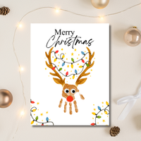 Merry Christmas Reindeer Handprint Craft Printable | Reindeer Keepsake | Christmas Handprint Activity | Preschool Christmas Craft | Holiday Handprint Art