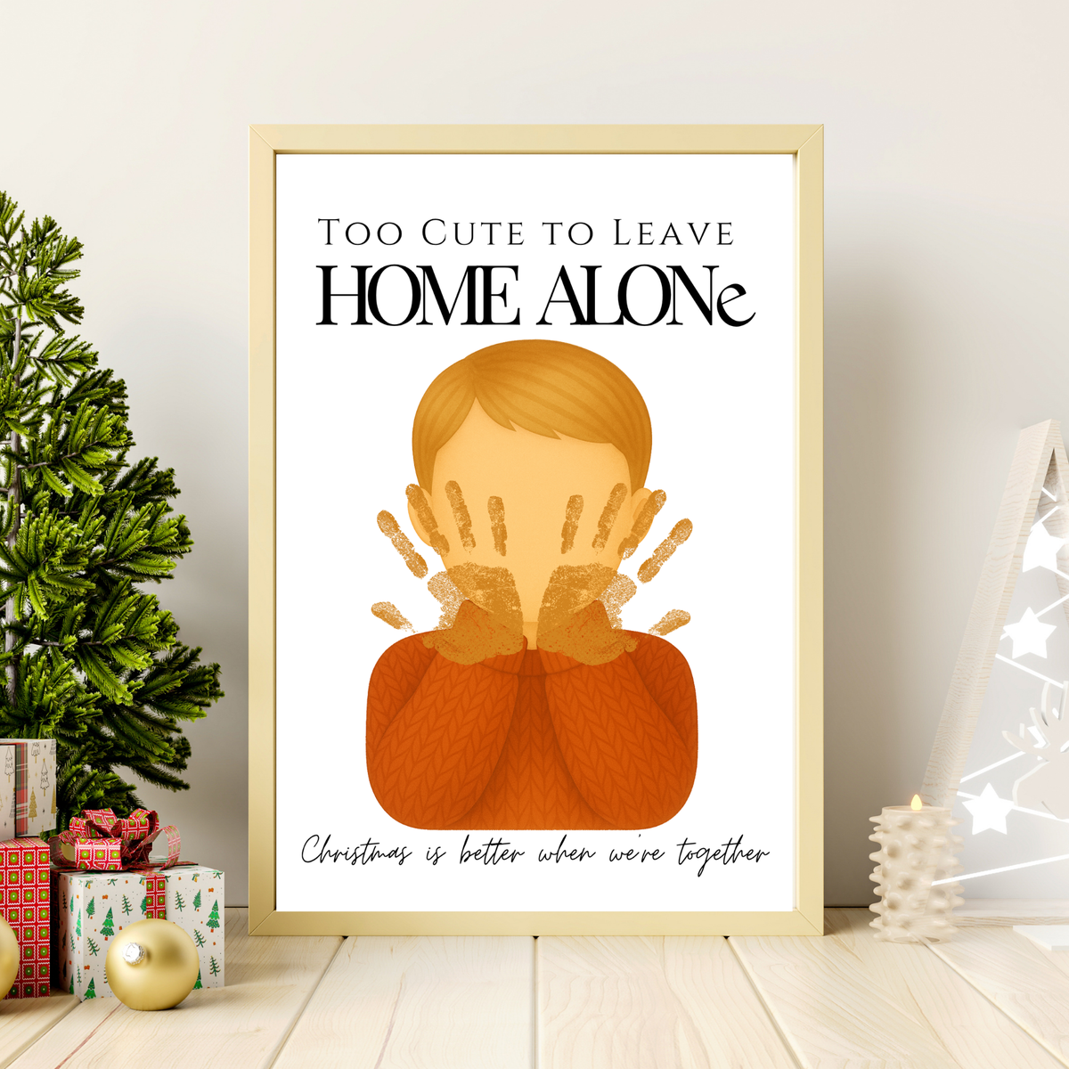 Too Cute to Leave Home Alone Handprint Craft | Christmas Movie Inspired Printable | Preschool Holiday Keepsake | Funny Christmas Handprint Activity
