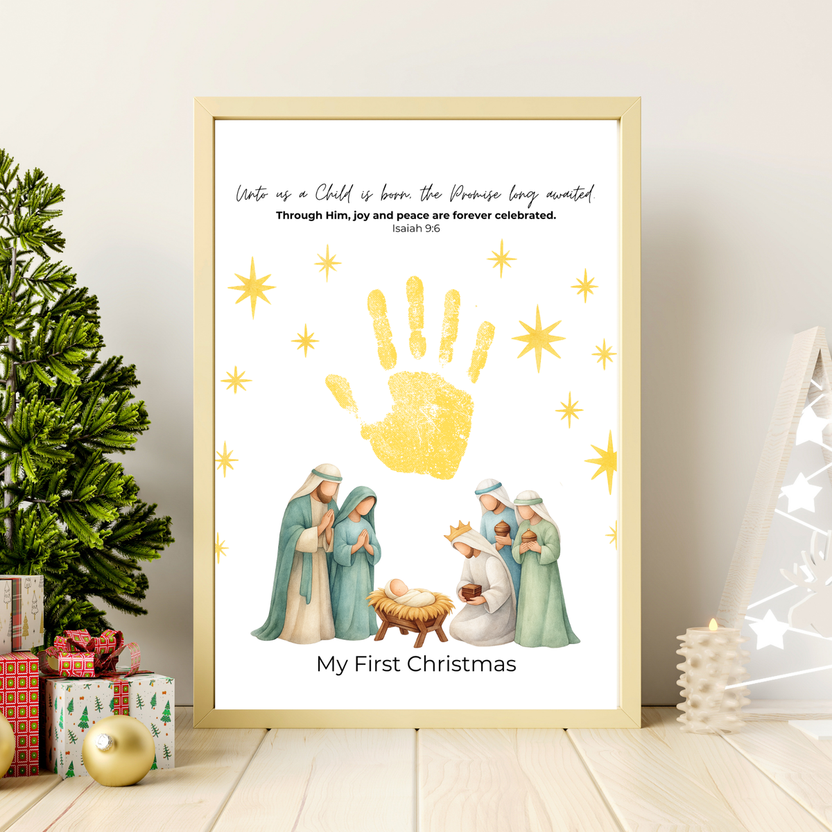 My First Christmas Handprint Craft Printable | Christian Nativity Keepsake | Baby's First Christmas | Sunday School Christmas Activity