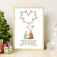 Christian Christmas Fingerprint Lights Craft | Baby Jesus Nativity Printable | Preschool Christmas Keepsake | Sunday School Fingerprint Activity