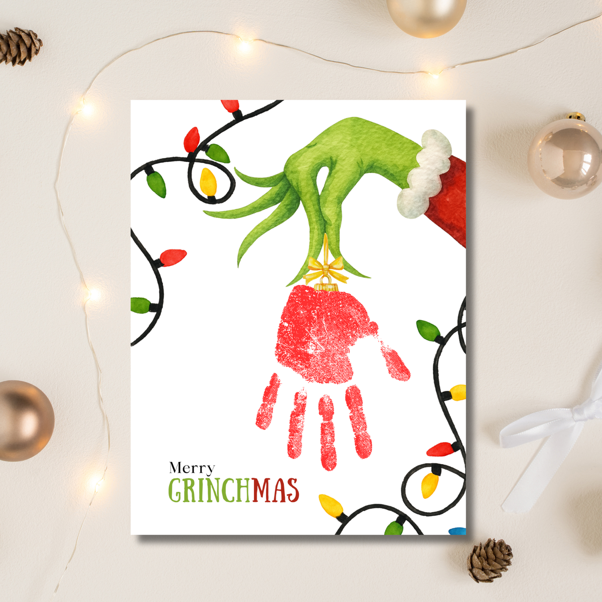 Grinchmas Handprint Ornament Craft Printable | Christmas Handprint Keepsake | Grinch Inspired Preschool Activity