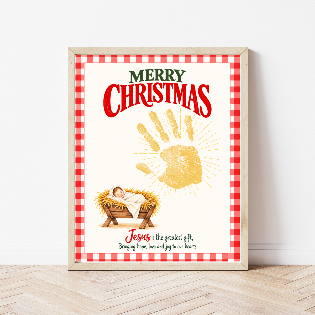 Jesus Is the Greatest Gift Christmas Handprint Craft | Christian Nativity Keepsake Printable for Kids