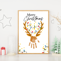 Merry Christmas Reindeer Handprint Craft Printable | Reindeer Keepsake | Christmas Handprint Activity | Preschool Christmas Craft | Holiday Handprint Art