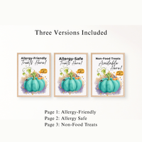 Halloween Allergy-Friendly Sign Printable Bundle | Teal Pumpkin Project Sign | Non Food Treats Sign | Allergy Safe Trick or Treat Printable