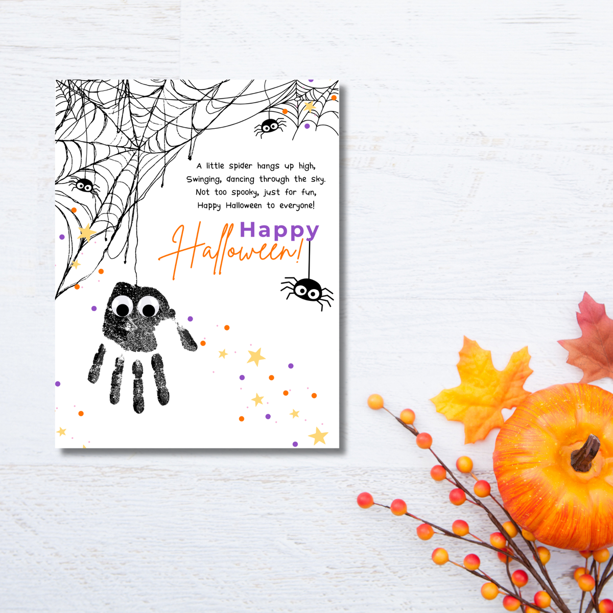 Happy Halloween Spider Handprint Craft Printable | Preschool Halloween Keepsake Activity | Halloween Craft for Kids | Daycare & Classroom Printable