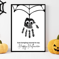 Happy Halloween Spider Handprint Craft Printable | Halloween Spider Keepsake Activity for Kids | Preschool Halloween Craft | Daycare & Classroom Printable