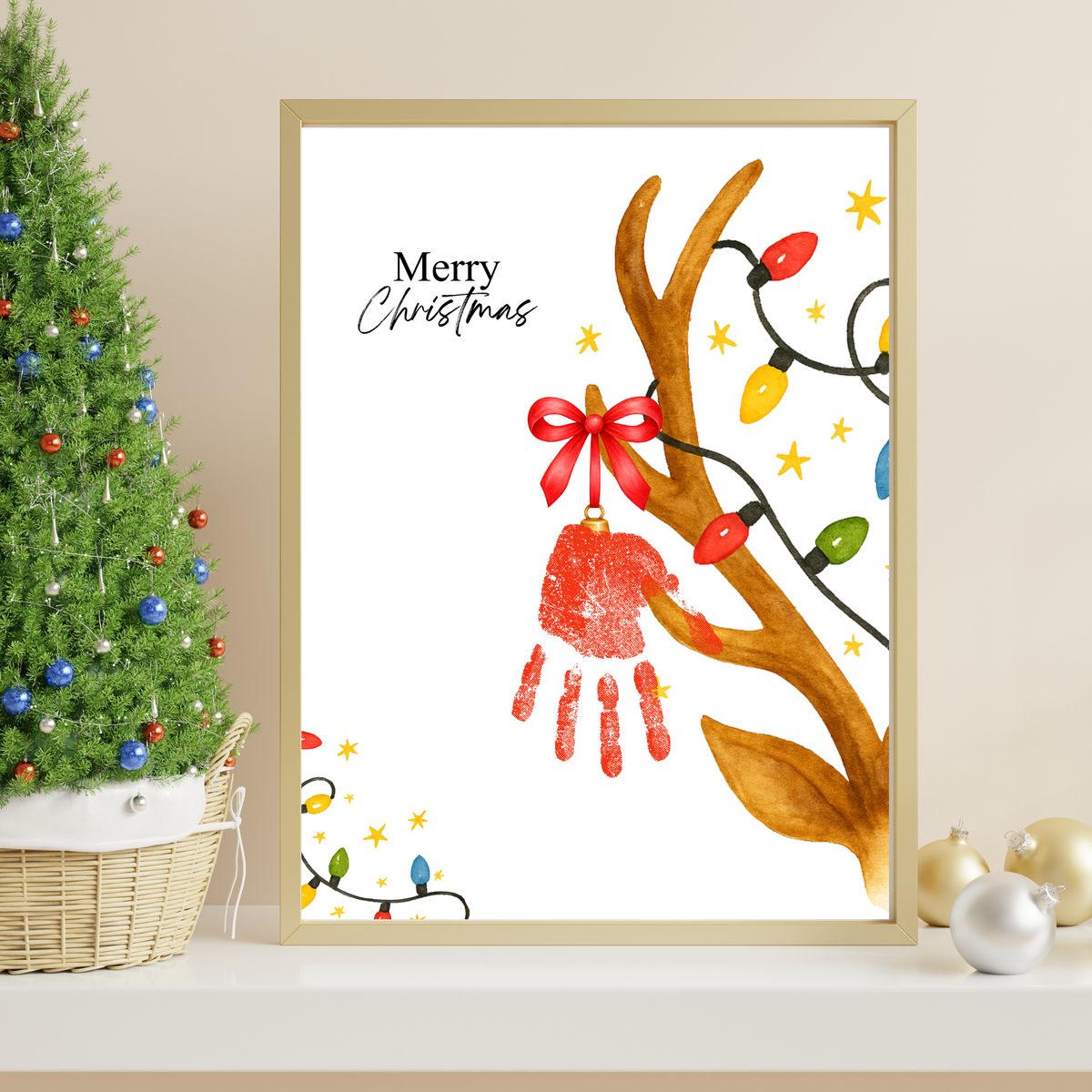 Christmas Reindeer Handprint Craft for Kids | Merry Christmas Ornament Keepsake | Preschool Holiday Activity